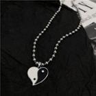Heart Pendant Necklace Black & White - One Size
