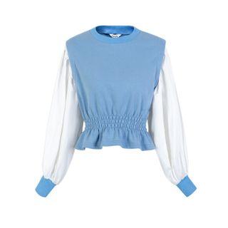 Mock Two-piece Pullover Blue - L