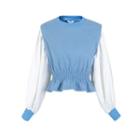 Mock Two-piece Pullover Blue - L