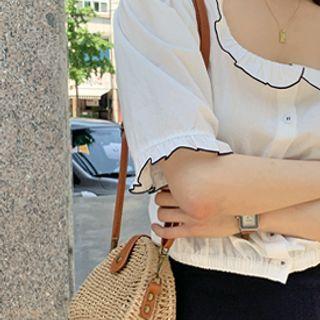 Semicircle Straw Shoulder Bag Camel - One Size
