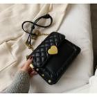 Quilted Studded Heart Buckle Crossbody Bag
