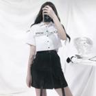 Short-sleeve Lettering Crop Shirt