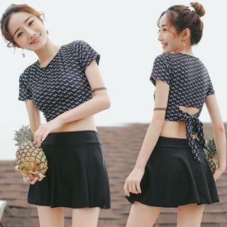 Set: Patterned Swim Top + Skirt