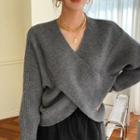 Criss-cross Front Sweater Gray - One Size