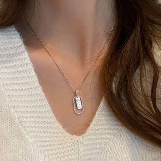 Lettering Pendant 925 Sterling Silver Necklace