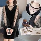 Star Print Lantern-sleeve A-line Dress