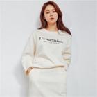 Set: Letter Print T-shirt + Band-waist Skirt