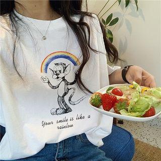 Rainbow Monkey Printed Short-sleeve Top