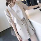 Set: Elbow-sleeve Blazer + Dress Shorts
