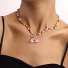 Rainbow Pendant Bead Necklace Silver - One Size