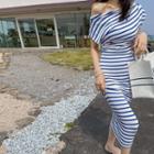 One-shoulder Stripe Long Dress