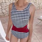 Cross Strap Gingham Swimsuit