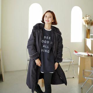 Faux-fur Lined Drawstring-waist Coat