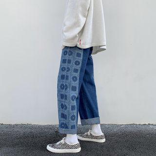 Paisley Print Straight-leg Jeans