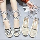 Striped Lace-up Sandals