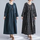 Striped Round-neck Long-sleeve Maxi Dress