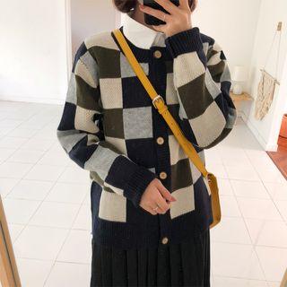 Check Knit Cardigan