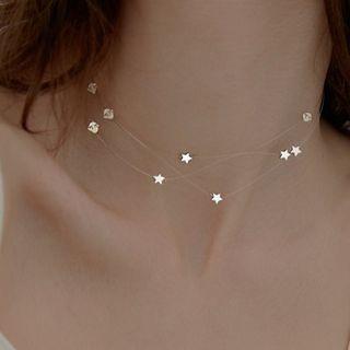 925 Sterling Silver Star Layered Choker