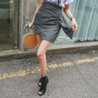 Shirred-front Wrap Miniskirt