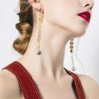 Alloy Disc Faux Pearl Dangle Earring 1 Pair - Gold - One Size