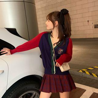 Appliqu  Color-panel Sweater / Cardigan
