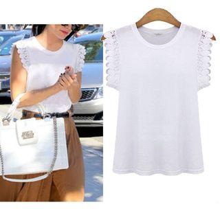 Crochet Trim Sleeveless T-shirt