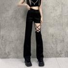 High Waist Cutout Bootcut Pants / Crop Tank Top