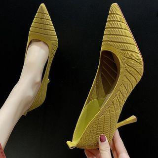 Knit Pointed High Heel Pumps