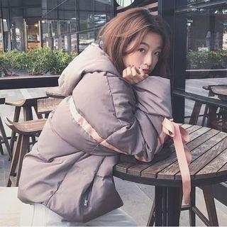 Ribbon Detail Hooded Padded Jacket