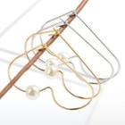 Heart Faux Pearl Alloy Hoop Earring 1 Pair - 02 - Silver - One Size