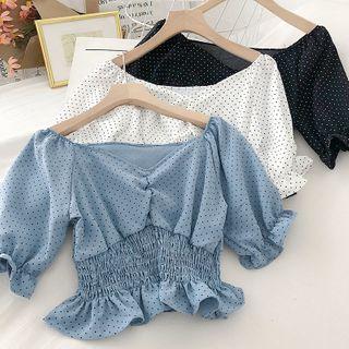 V-neck Chiffon Short-sleeve Blouse
