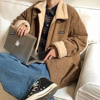 Fleece-lined Corduroy Oversize Cargo Jacket