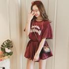 Set: Short-sleeve Top + Skort + Bandeau