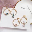 Non-matching Mermaid & Shell Alloy Hoop Earring