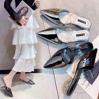 Pointy Pvc Strap Mules
