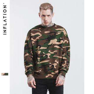 Brushed Fleece-lined Jungle-camo Pullover