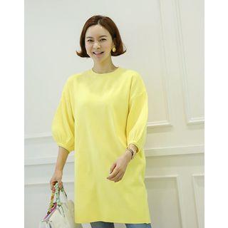 Vivid Puff-sleeve Knit Dress