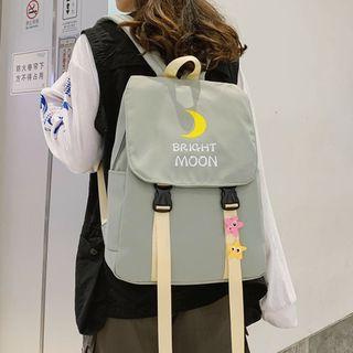 Crescent Print Nylon Buckled Backpack