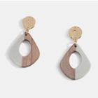 Wooden Panel Dangle Earring 1 Pair - As Shown In Figure - One Size