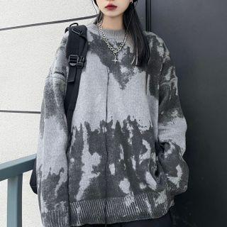 Tie-dye Print Sweater Gray - One Size
