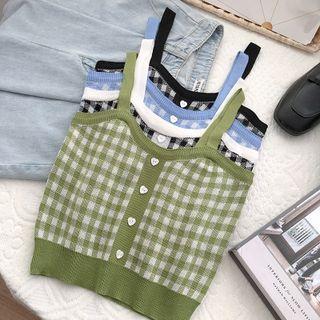 Small Plaid Button Knit Camisole