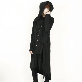 Dip-back Long Open-front Hoodie