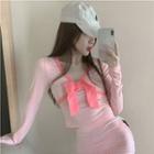 Long Sleeve Two-tone Bow Top