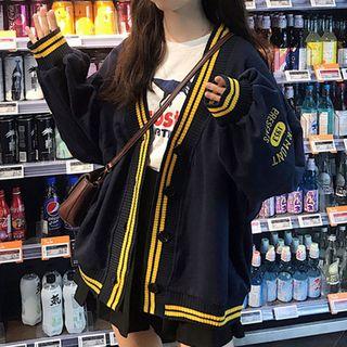Embroidered Contrast Trim Button Jacket