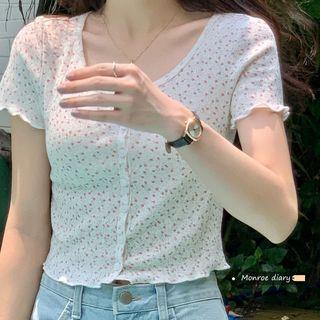 Short-sleeve Floral Lightweight Cardigan