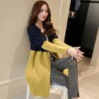 Color Block Long Knit Jacket