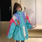 Stand-collar Color Block Jacket