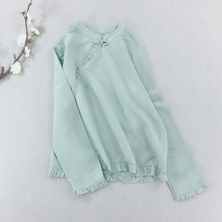 Long-sleeve Frill-trim Cheongsam Top