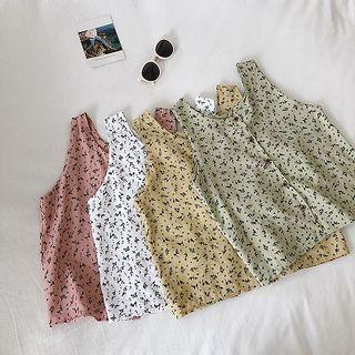 Floral Single-breasted Sleeveless Top