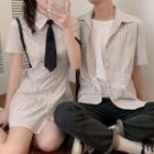 Couple Matching Short-sleeve Plaid Shirt / Dress